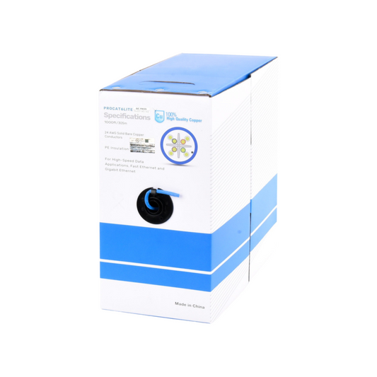 Bobina cable cat6 305m 24 AWG alto rendimiento color azul, uso interior