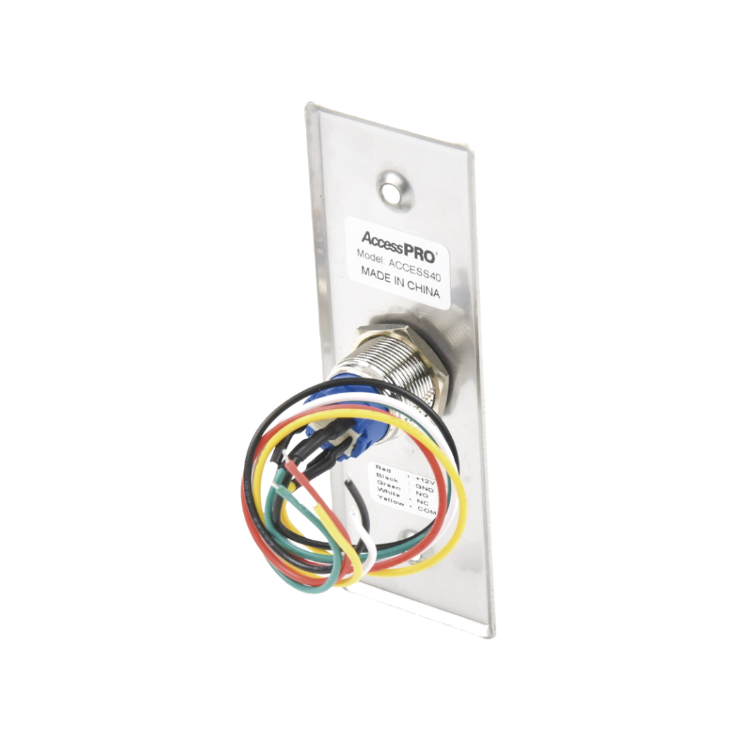 Botón de salida IP65 con aro iluminado para control de acceso ACCESS40