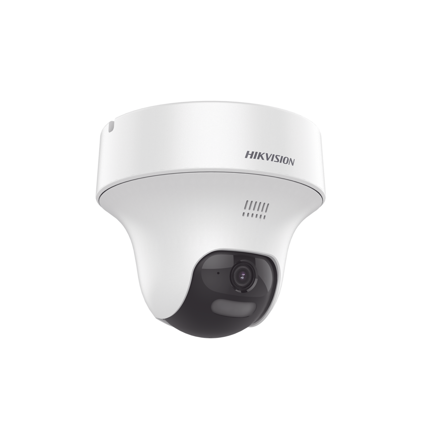 Cámara PT TURBOHD 2MP con diseño compacto en color blanco, ideal para interiores.