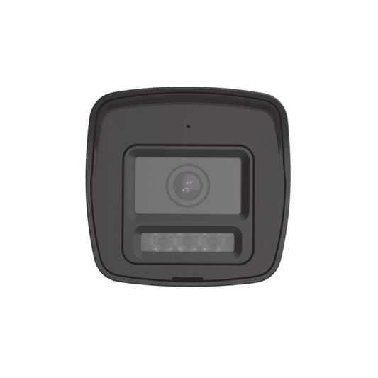 Vista frontal de cámara TurboHD HIKVISION con resolución 1080p y lente de 2.8 mm