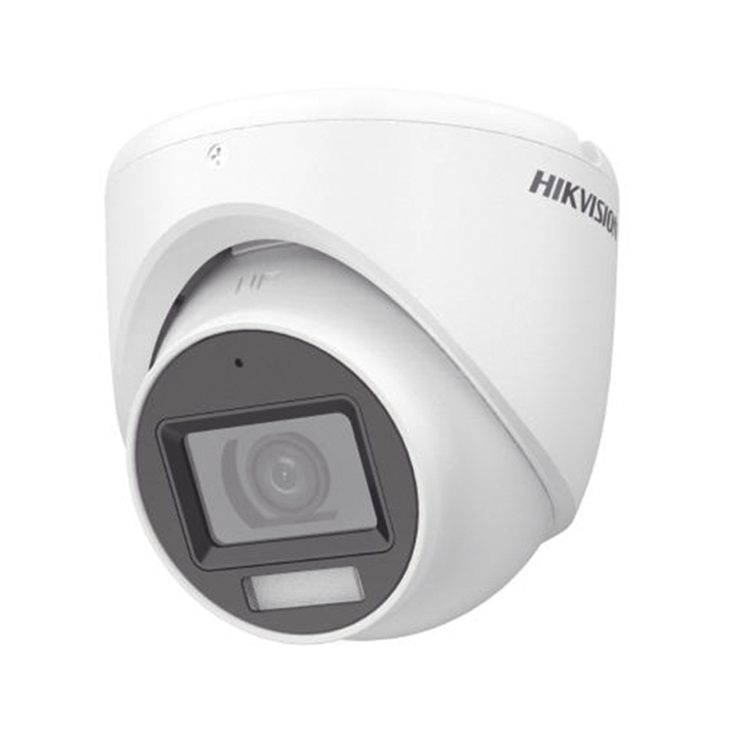 Cámara HIKVISION DS-2CE76D0T-LMFS vista frontal con lente 2.8 mm y carcasa metálica