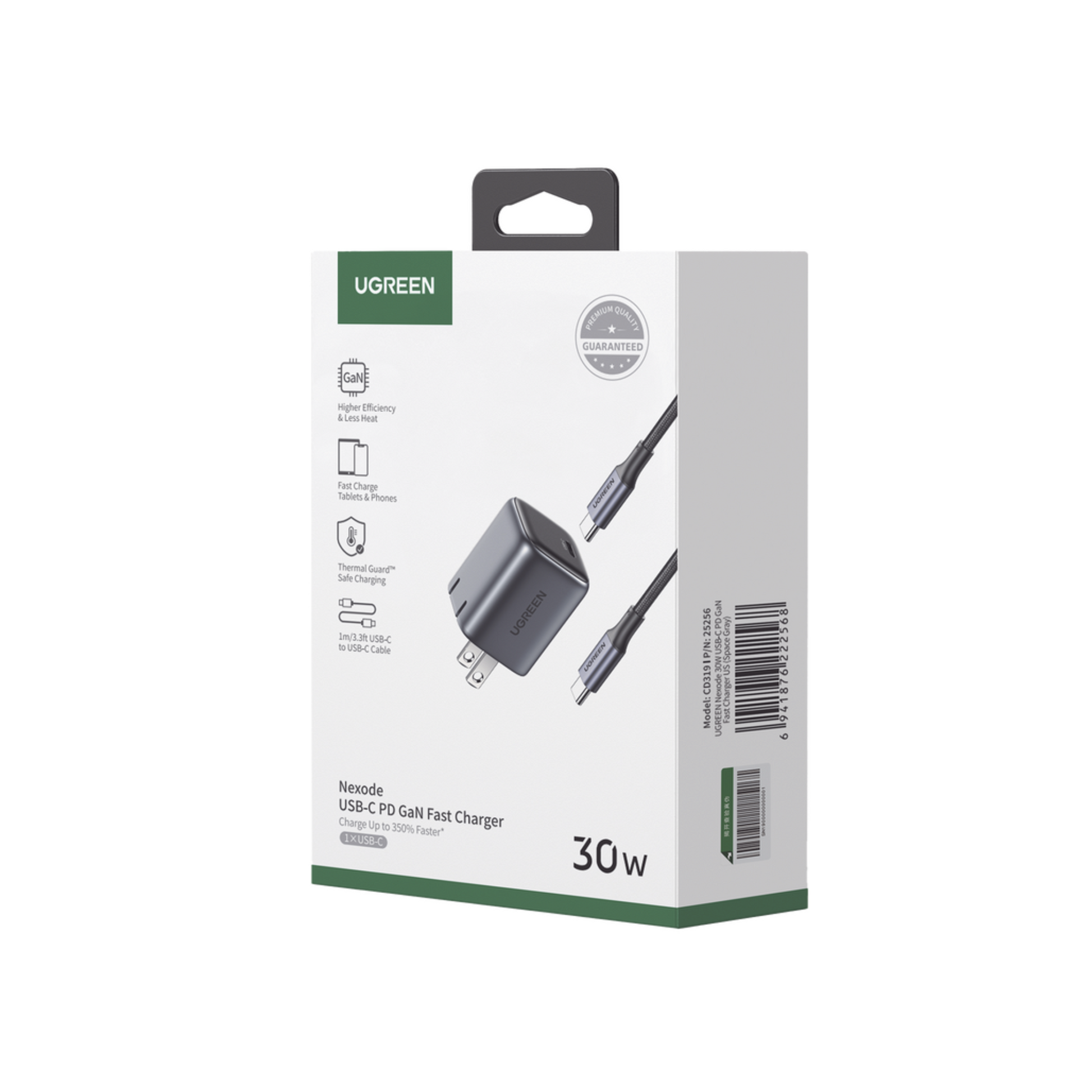 Cargador rápido UGREEN 30W con cable USB-C 60W trenzado