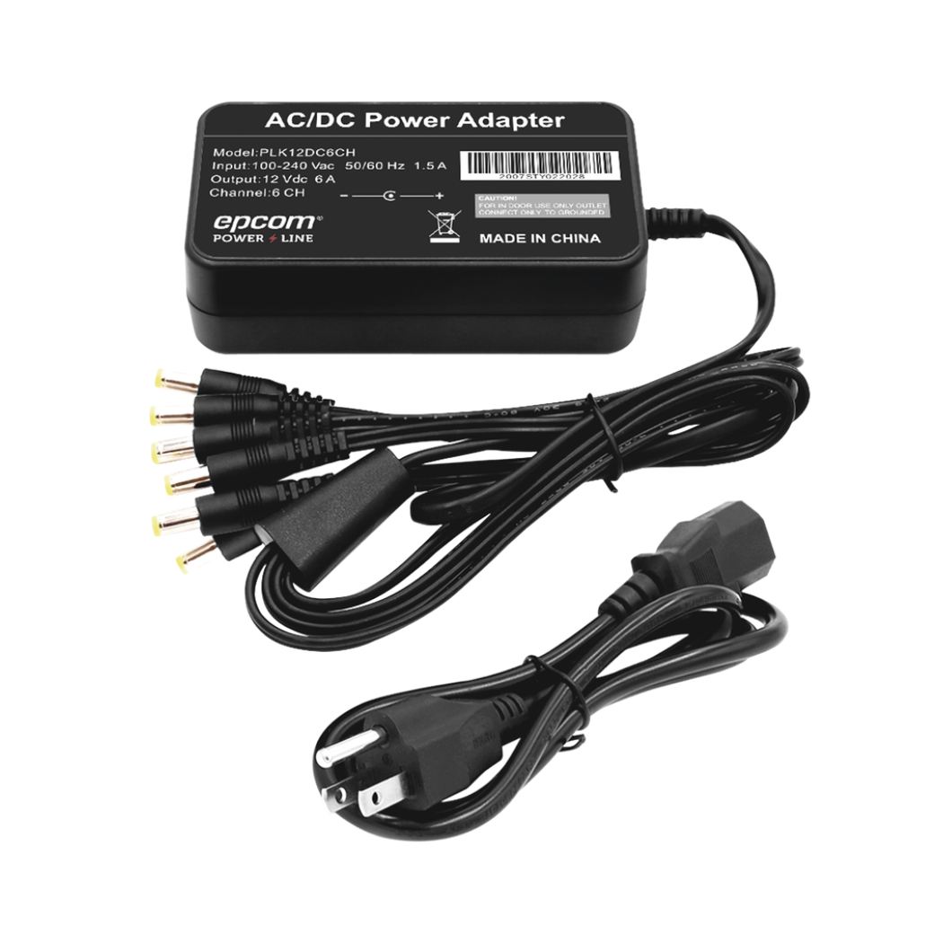 Fuente de alimentación EPCOM PLK12DC6CH con 6 salidas jack macho 12V 6A