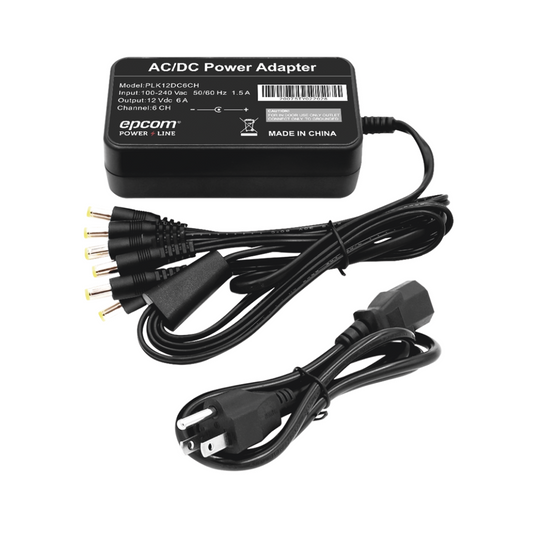 Fuente de alimentación EPCOM PLK12DC6CH con 6 salidas jack macho 12V 6A