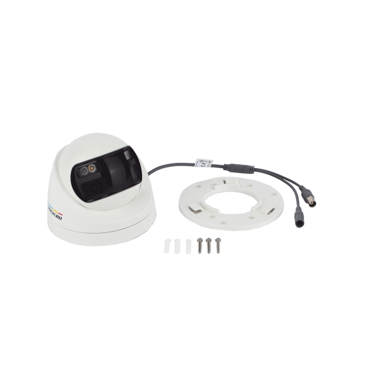 Cámara TURBOHD HIKVISION panorámica 180° con audio y luz blanca.