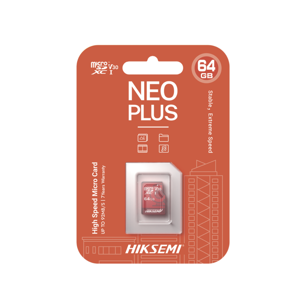 MicroSD HIKSEMI HS-TF-E1/64G clase 10 para seguridad y CCTV