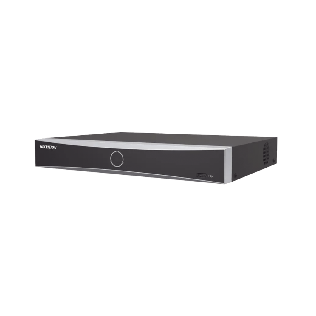 Vista frontal del NVR HIKVISION DS-7616NXI-K1(B) con diseño compacto y moderno