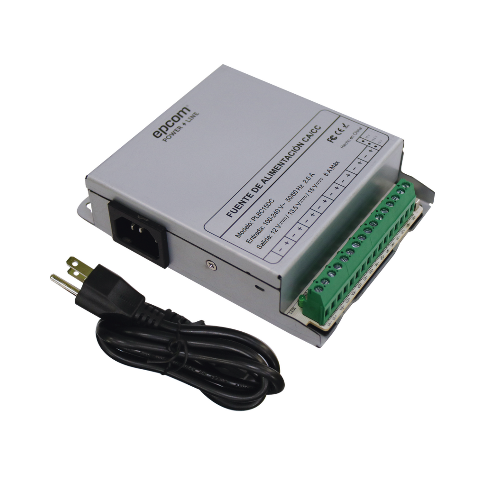 Fuente de alimentación EPCOM PL-8C-15DC para sistemas de monitoreo