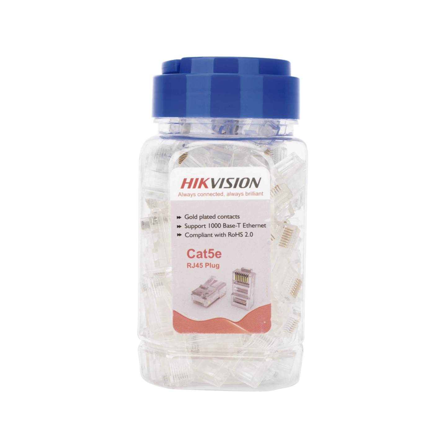 Plug modular RJ45 Cat 5e HIKVISION DS-1M5EUA-30U con 100 piezas.