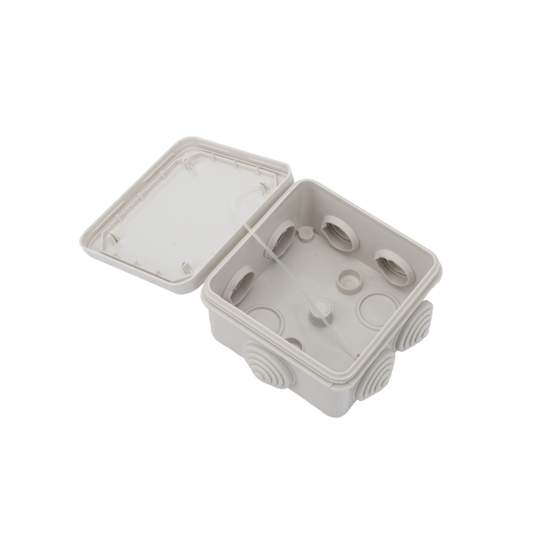 Caja de Derivación Plástica 89x89x50mm con 7 Glándulas de Goma Cierre a Presión