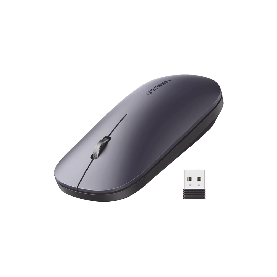 Mouse Inalámbrico 2.4 GHz: Ultra Delgado, Silencioso, 4000 DPI Ajustable, Negro