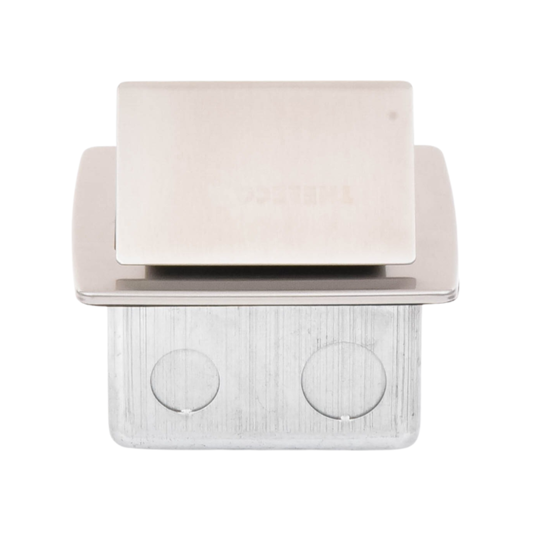 Caja de Piso Compacta Rectangular en Acero Inoxidable con 2 Contactos Eléctricos (11000-21201)