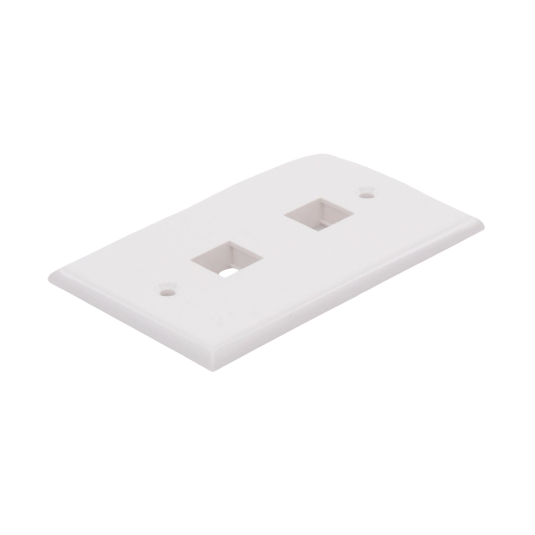 Placa de Pared Vertical de 2 Puertos para Conectores Keystone, Color Blanco