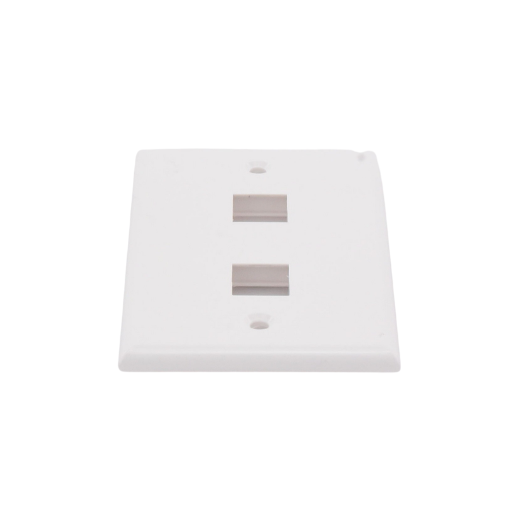 Placa de Pared Vertical de 2 Puertos para Conectores Keystone, Color Blanco