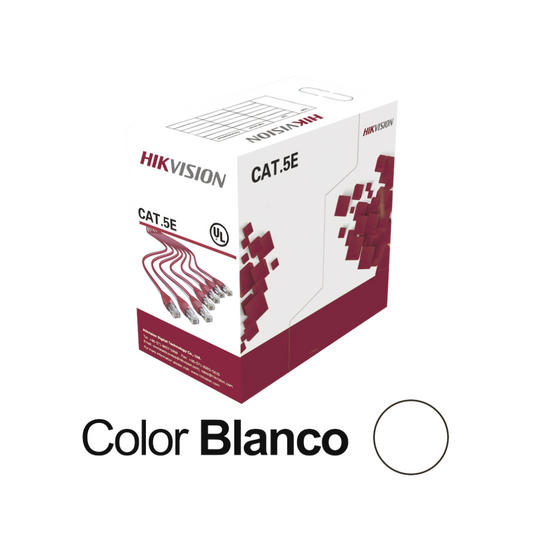 Cable UTP 100 M, Cat 5E Blanco, PVC Para Interiores Cobre 100% CCTV y Transmisión de Datos
