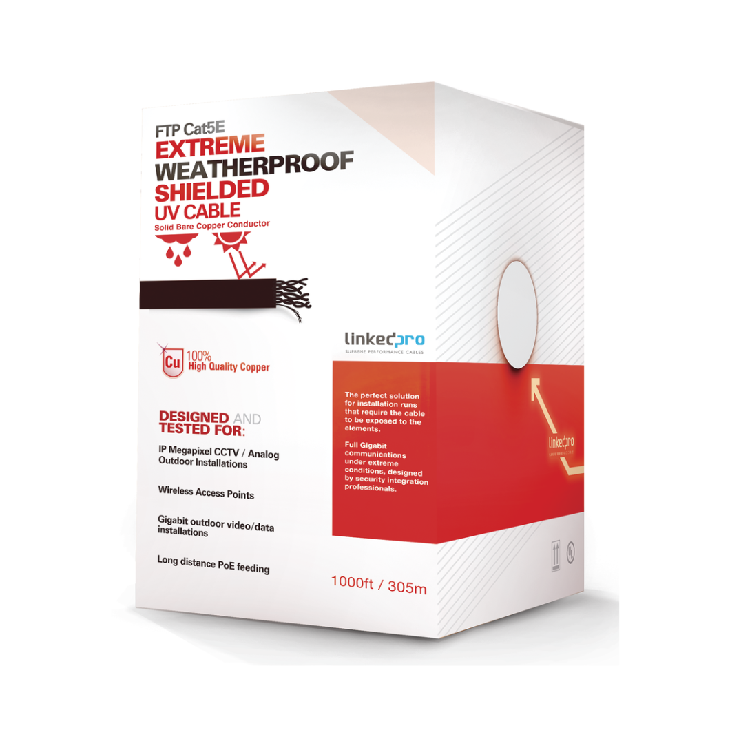 Bobina de Cable Cat5e FTP 152m, Blindado, Negro, para Exterior