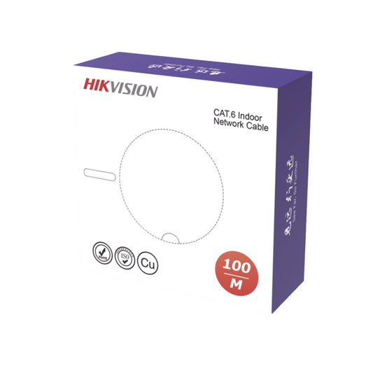 Bobina de Cable UTP de 100 M Cat 6, Calibre 23 AWG, Blanco, PVC  Interior, 100%Cobre Aplicaciones de CCTV y Redes de Datos