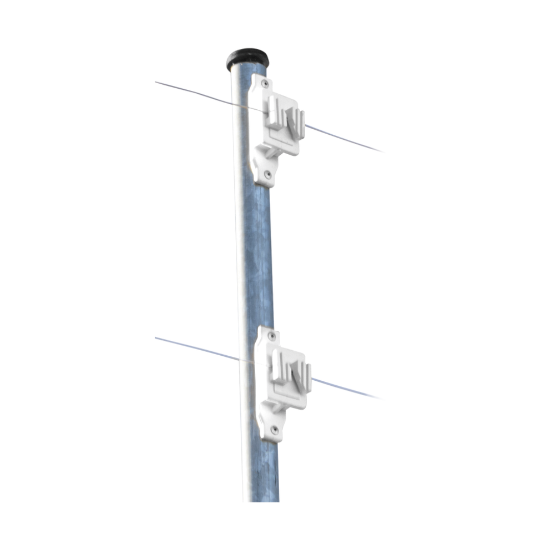 Aislador de Paso Reforzado para Cercos Eléctricos, Resistente al Clima Extremoso, Color Blanco