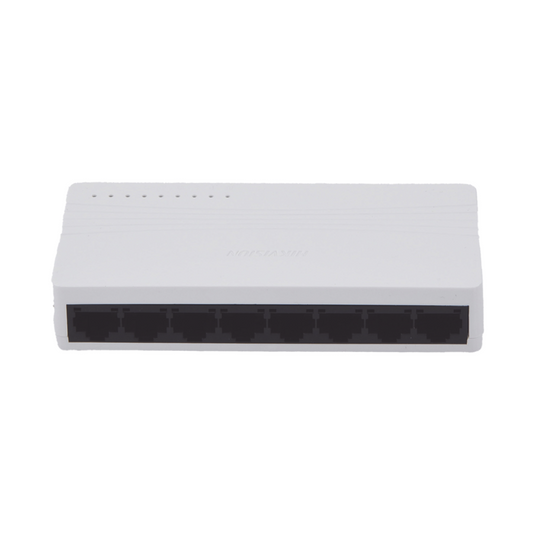 Switch HIKVISION DS-3E0108D-E con 8 puertos para red doméstica o comercial