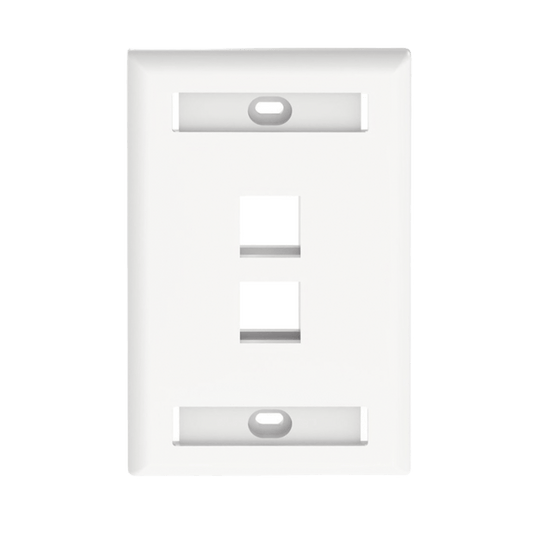 Placa de Pared para 2 Conexiones Keystone con Espacio para Etiquetas