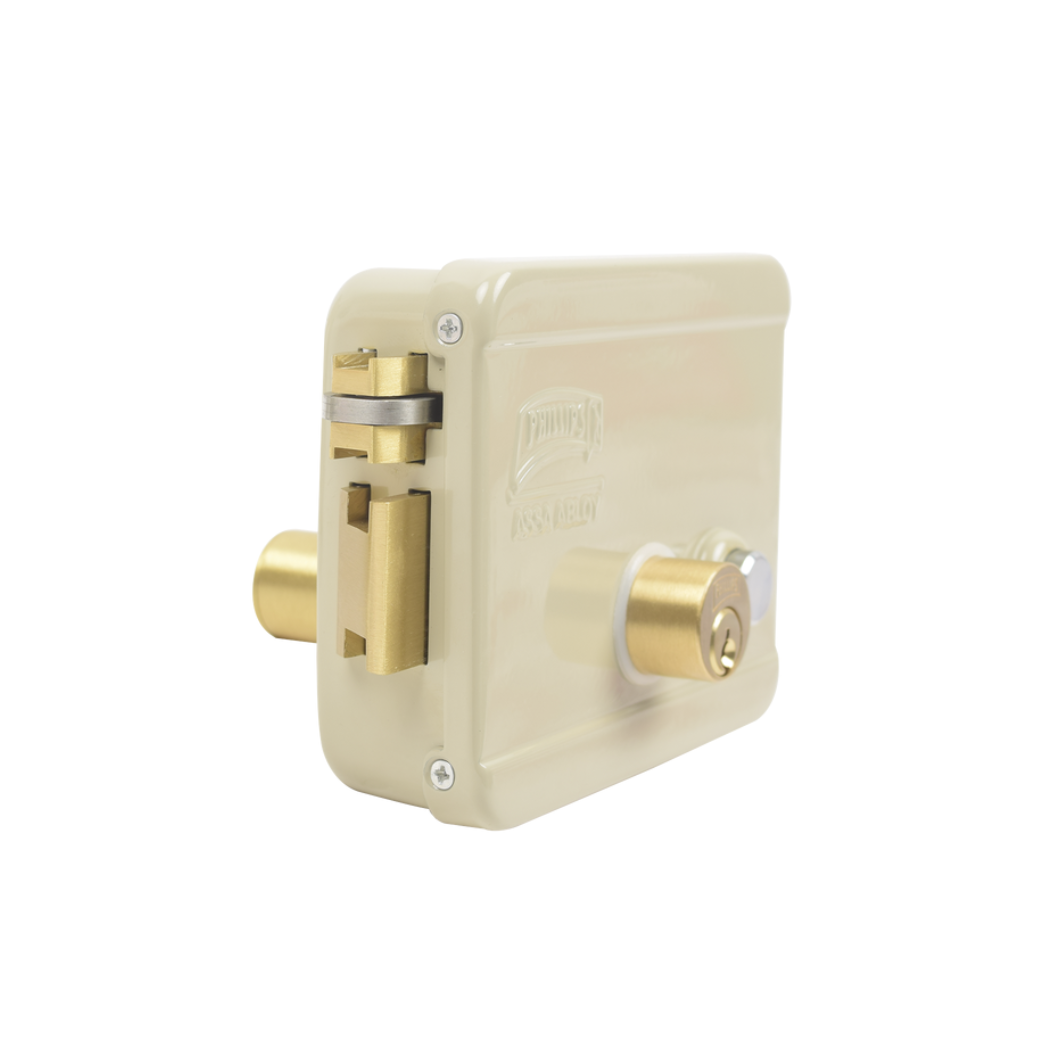 Cerradura eléctrica exterior modelo 321-DCBI-ABG con doble cerrojo