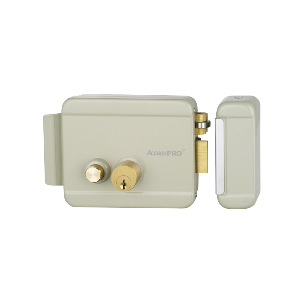 Cerradura eléctrica con botón de salida y llave para puerta derecha exterior