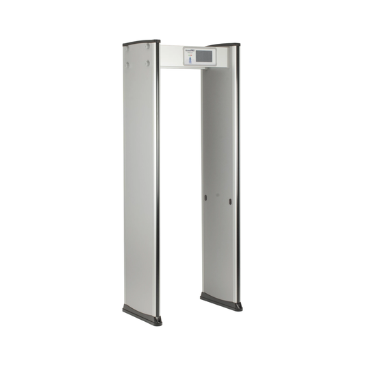 Arco detector de metales para inspección de seguridad y control de acceso con 33 zonas independientes de detección.
