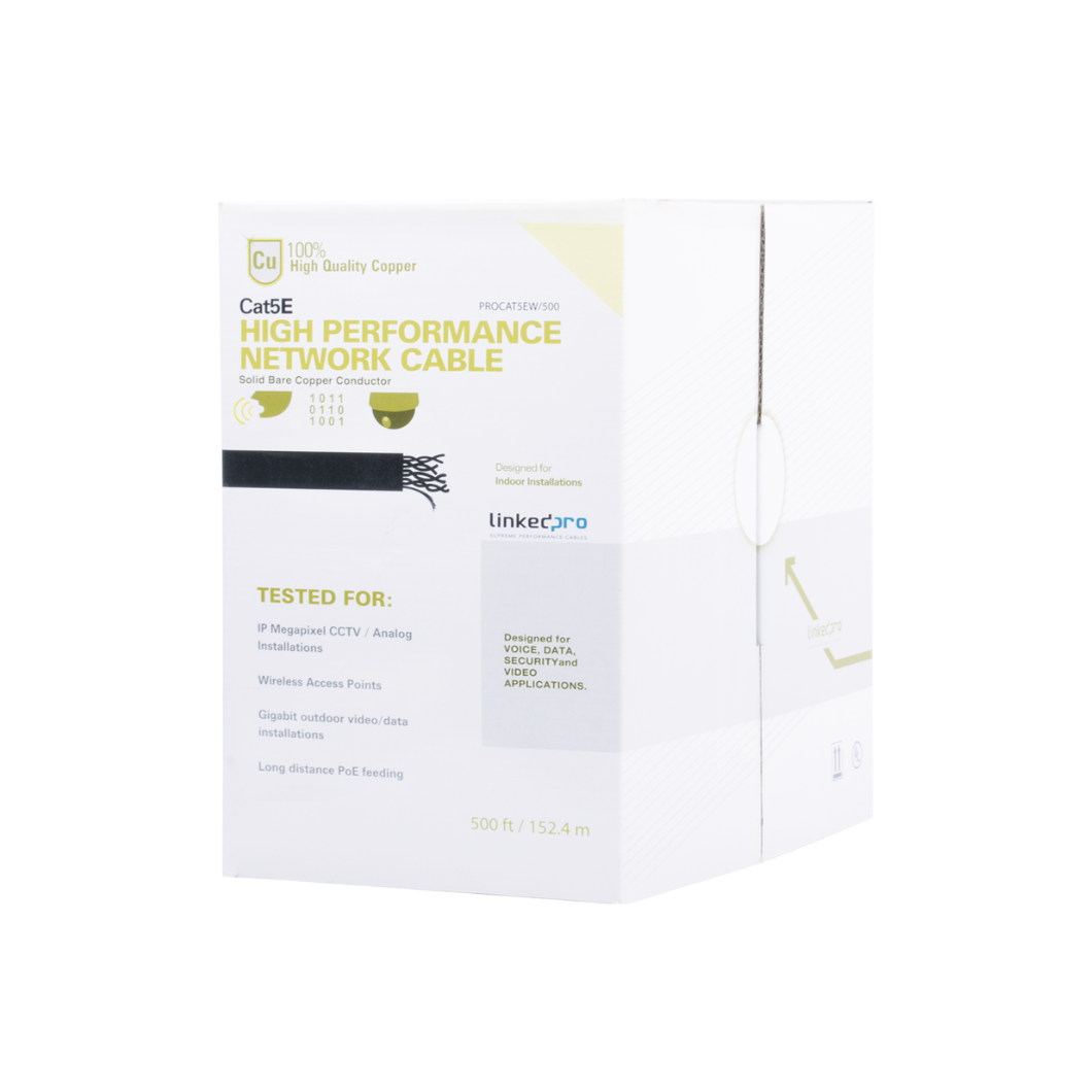 Cable Cat5e LINKEDPRO by EPCOM PRO-CAT-5E-W/500 para redes y CCTV