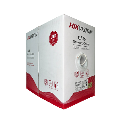 Cable de red HIKVISION Cat 6 blanco para interiores.