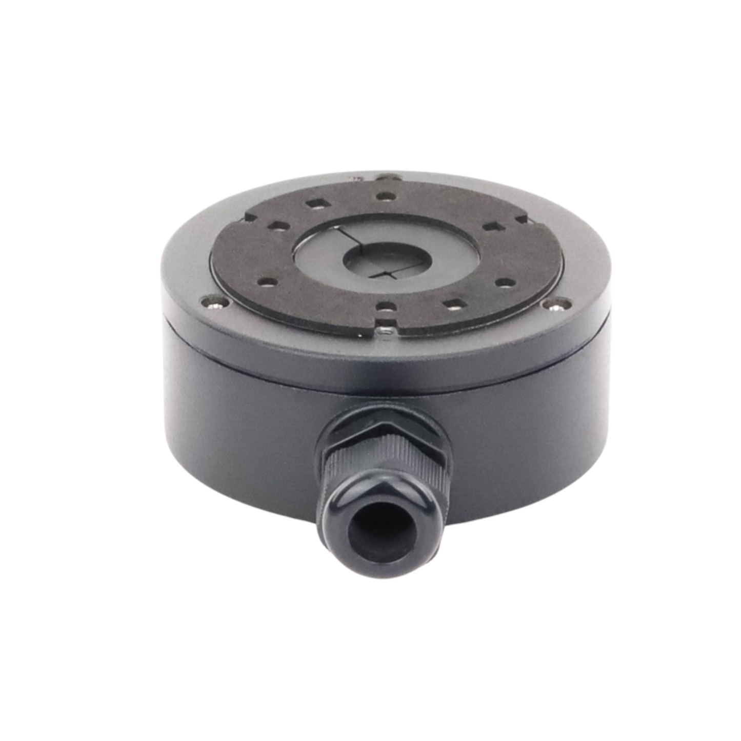 Caja protectora para cableado CCTV en color negro mate.