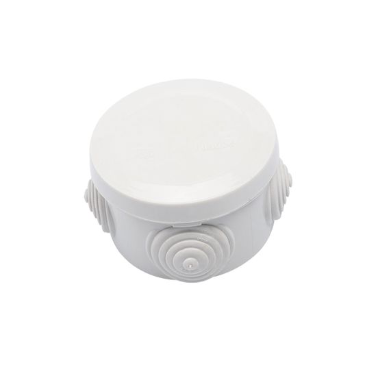 Caja derivación circular IP55 con 4 glándulas de goma para instalaciones eléctricas