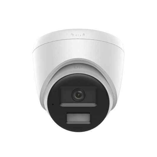 Cámara HiLook IPC-T220HA-LUC con luz blanca y visión IR inteligente.