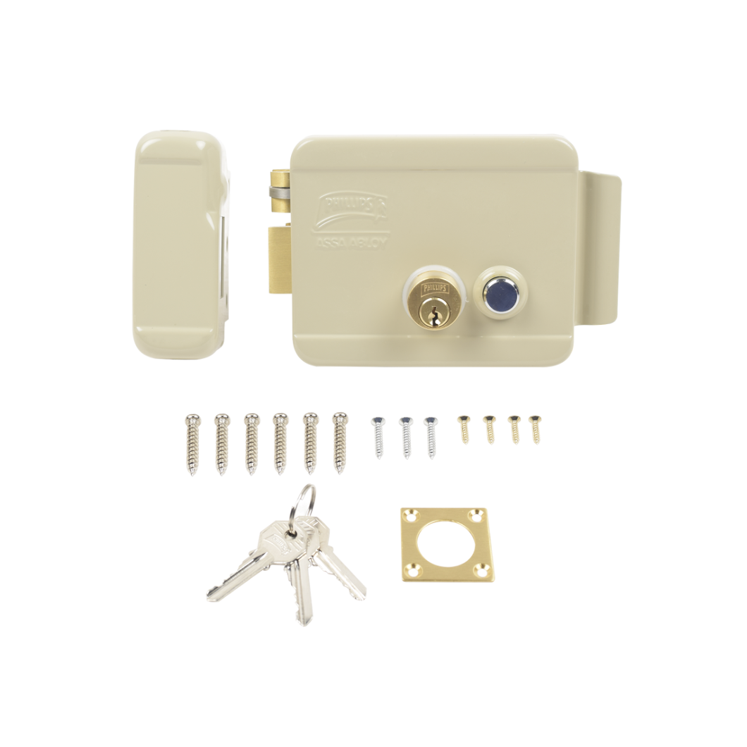 Cerradura para puerta izquierda con botón mecánico y llave convencional