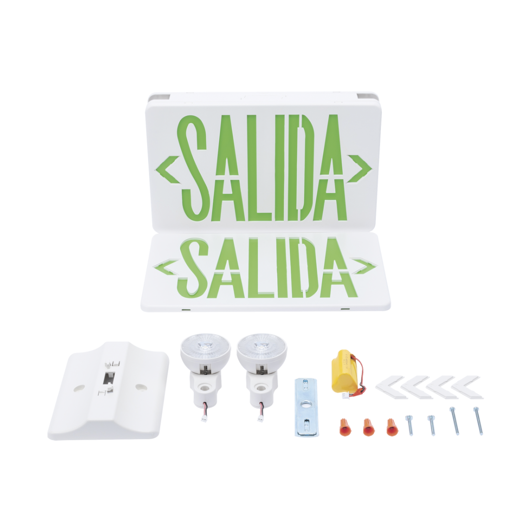 LETRERO DE EMERGENCIA LED DUAL CON BATERÍA DE RESPALDO SFIRE SFKDC860