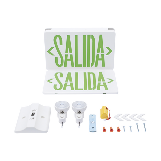 LETRERO DE EMERGENCIA LED DUAL CON BATERÍA DE RESPALDO SFIRE SFKDC860
