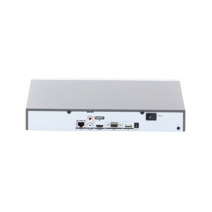 Conexiones traseras del NVR DS-7616NXI-K1(B) con salidas HDMI y VGA y puertos de red