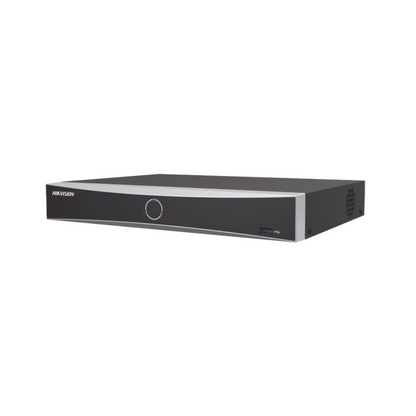 Vista frontal del NVR HIKVISION DS-7616NXI-K1(B) con diseño compacto y moderno