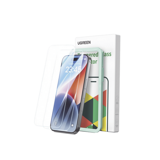 Protector de pantalla UGREEN 25587 para iPhone 15 y 16 con marco de instalación