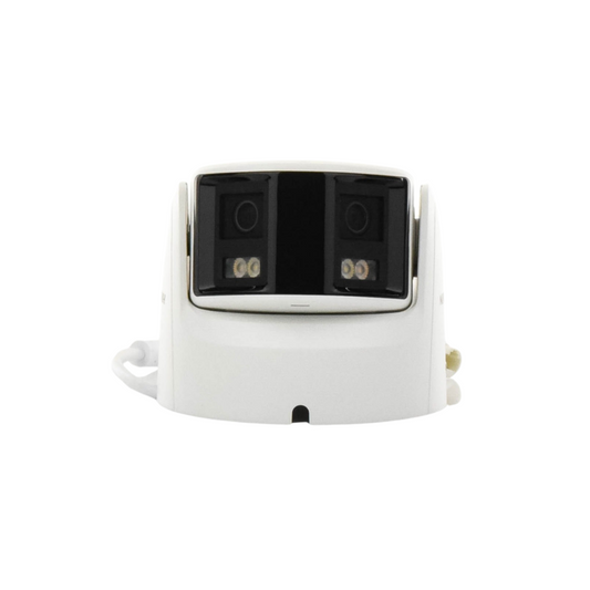 Cámara Turret IP Panorámica 4MP con Detección AcuSense, Luz Estroboscópica y Audio Bidireccional