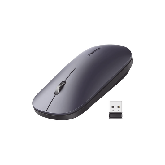 Mouse Inalámbrico 2.4 GHz: Ultra Delgado, Silencioso, 4000 DPI Ajustable, Negro