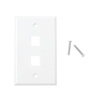 Placa de Pared Vertical de 2 Puertos para Conectores Keystone, Color Blanco