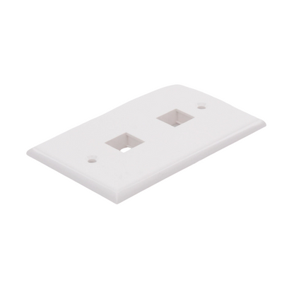 Placa de Pared Vertical de 2 Puertos para Conectores Keystone, Color Blanco