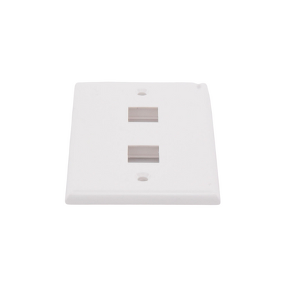 Placa de Pared Vertical de 2 Puertos para Conectores Keystone, Color Blanco