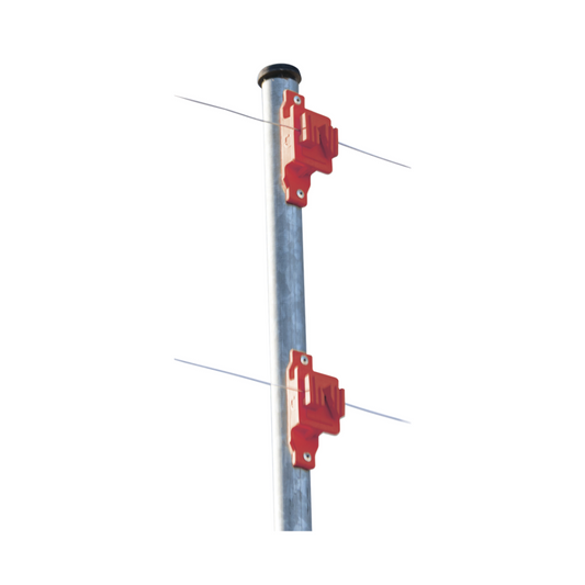 Aislador de Paso Reforzado para Cercos Eléctricos, Resistente al Clima Extremoso, Color Rojo