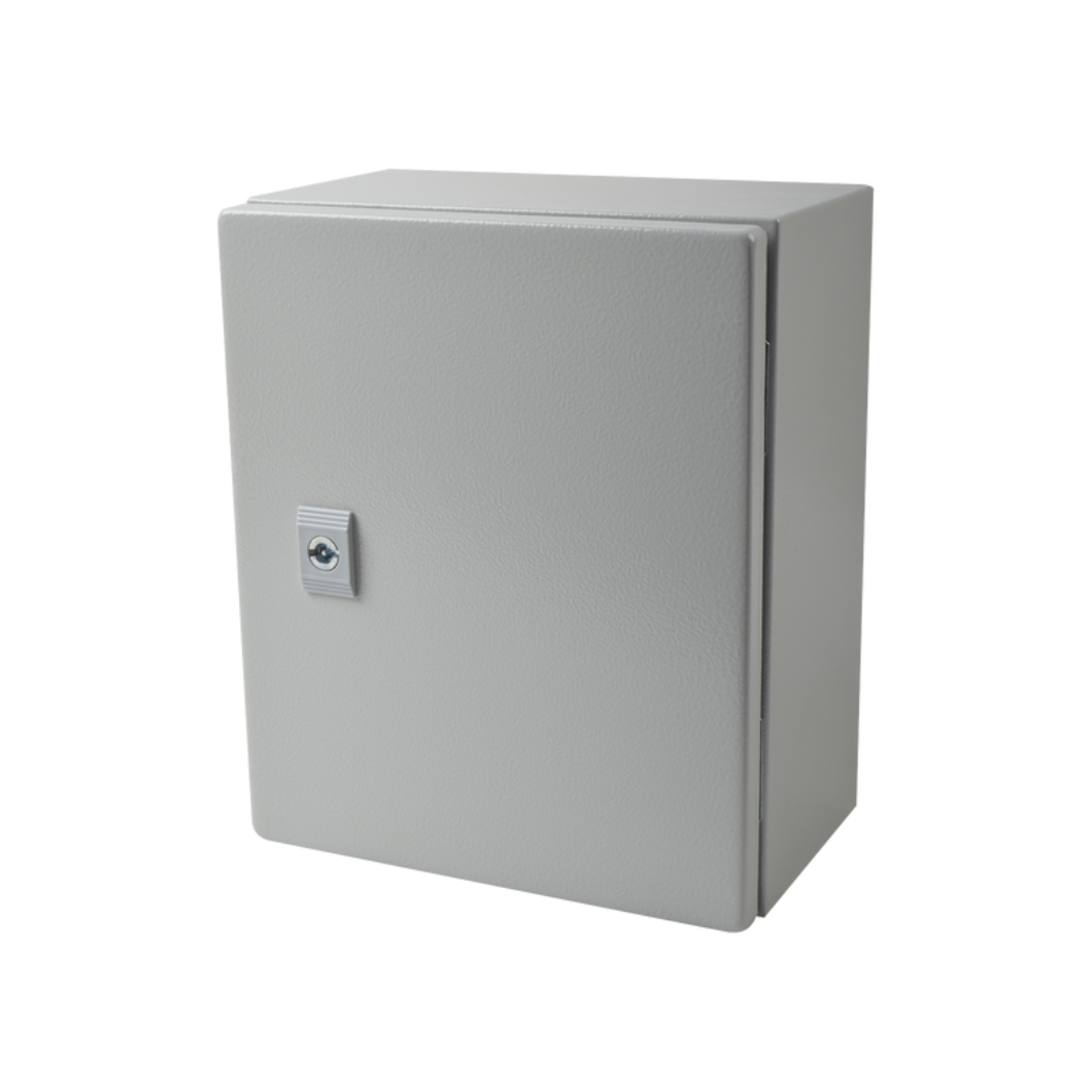 Gabinete Metálico IP66 Intemperie, 250x300x150mm, Placa Interior, Compuerta Atornillada, Chapa T.