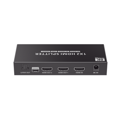 Dispositivo Splitter HDMI 1x2, 8K, 48Gbps, con Salida de Audio y Seguridad HDCP 2.3.