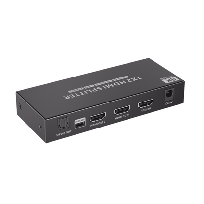 Dispositivo Splitter HDMI 1x2, 8K, 48Gbps, con Salida de Audio y Seguridad HDCP 2.3.