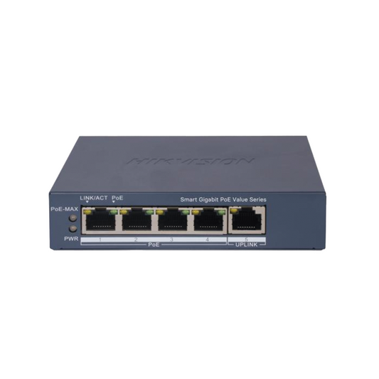 Switch Gigabit PoE+ Administrable 4 Puertos 1000 Mbps PoE+ 1 Puerto Uplink Modo Extendido