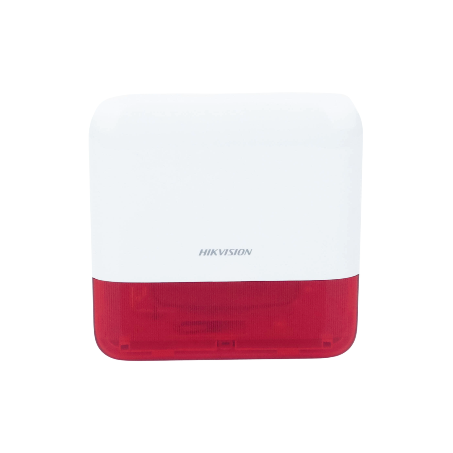 Sirena de alarma HIKVISION con estrobo rojo y batería CR123A.