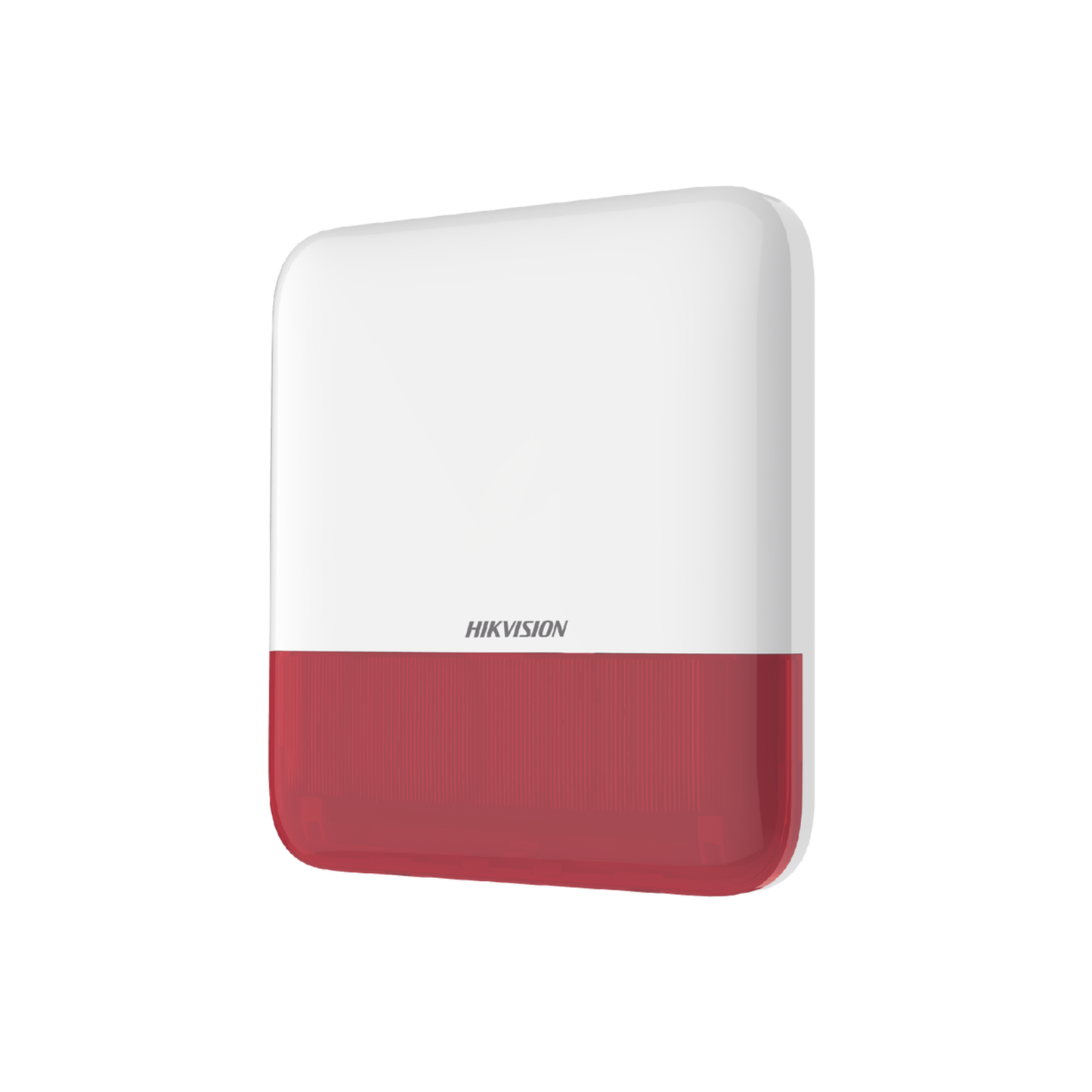 Sirena inalámbrica HIKVISION DS-PS1-E-WB/R con luz estroboscópica roja.